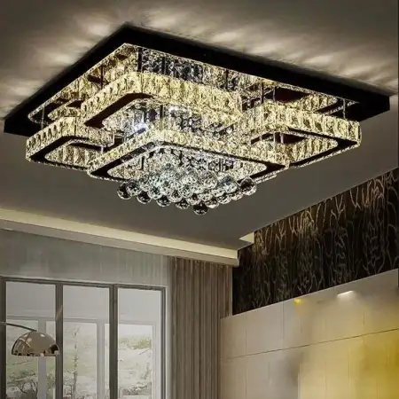 لوستر سقفی مدرن مربعی با کریستال آویز کد 446 __ یابان، تامین محصولات ساختمانی